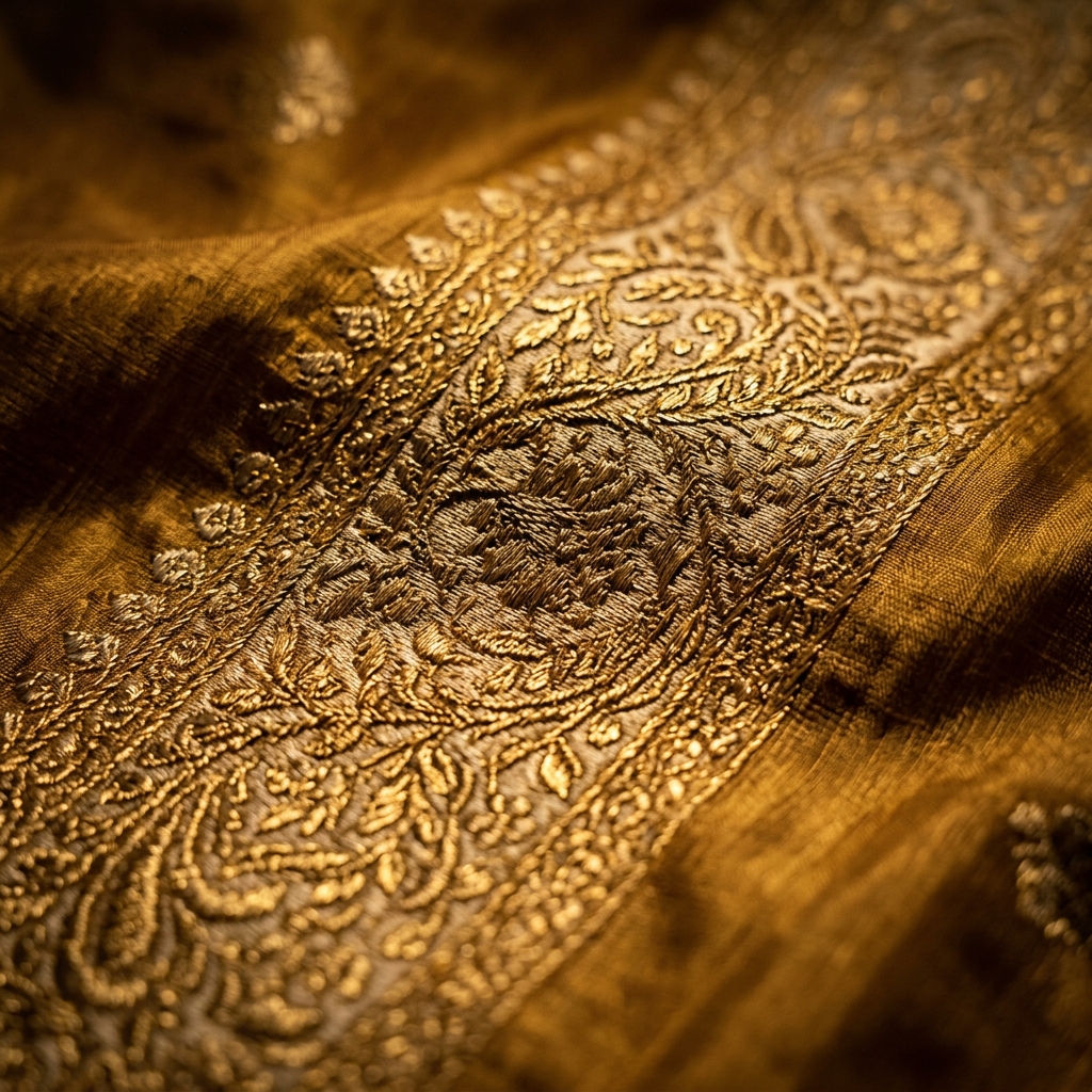 Banarasi silk zari threadwork close-up