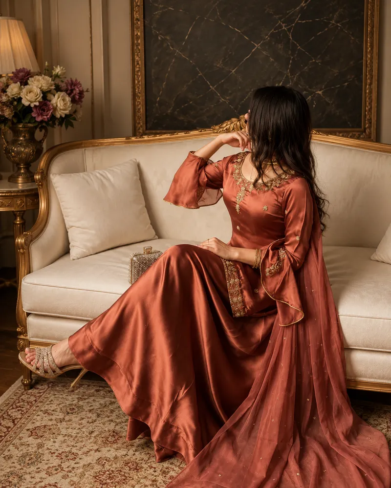 Rose Gold Organza Suit
