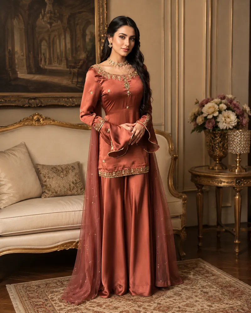 Rose Gold Organza Suit