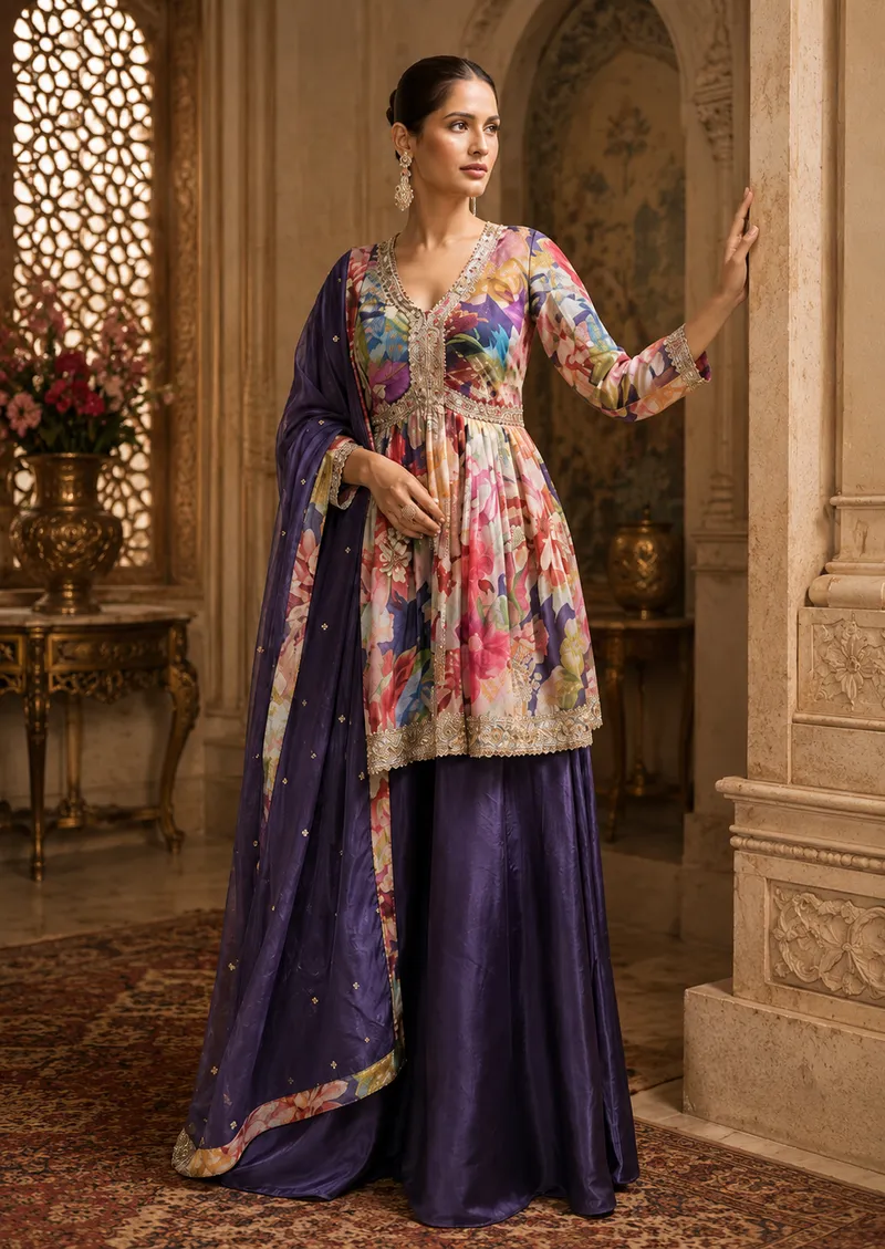 Teal Floor-length Anarkali