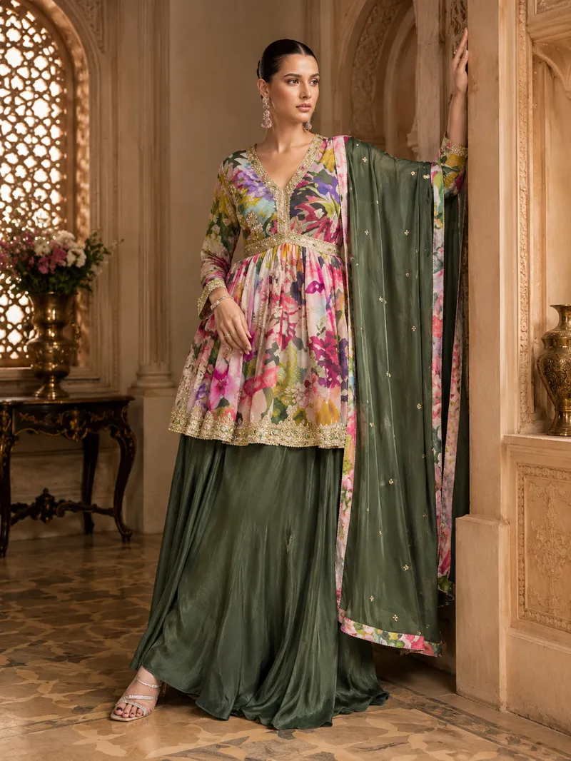 Teal Floor-length Anarkali